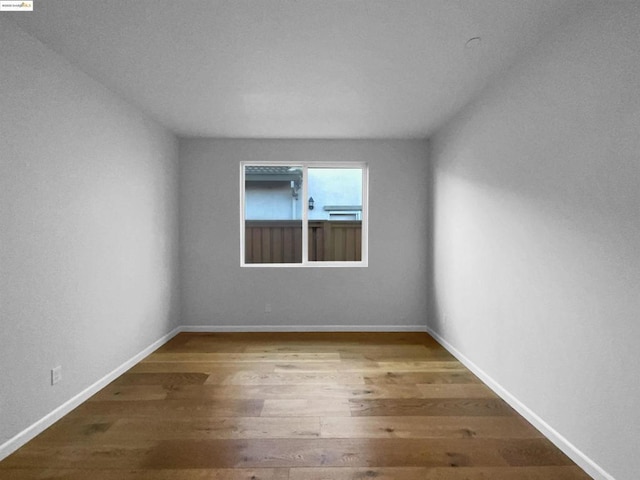 spare room featuring wood-type flooring