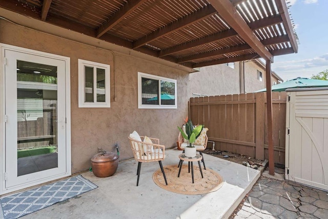 view of patio with a pergola