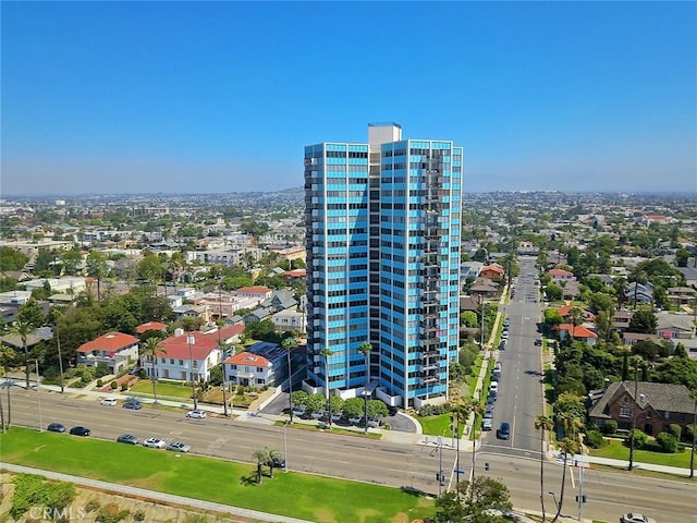 drone / aerial view featuring a city view