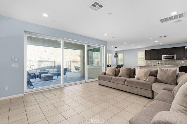 view of tiled living room