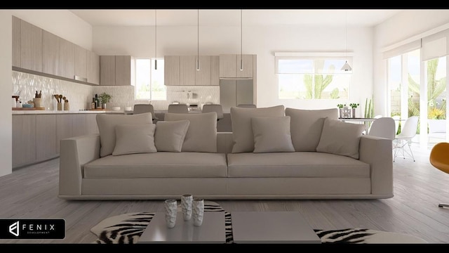 living room featuring light hardwood / wood-style floors