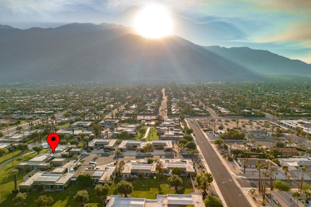 drone / aerial view with a mountain view