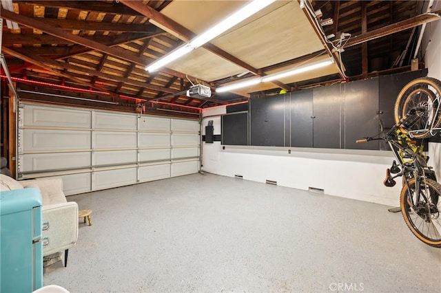 garage with a garage door opener