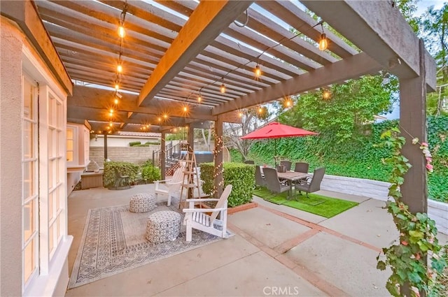 view of patio featuring a pergola