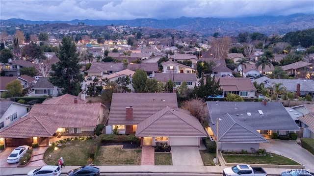 drone / aerial view with a mountain view