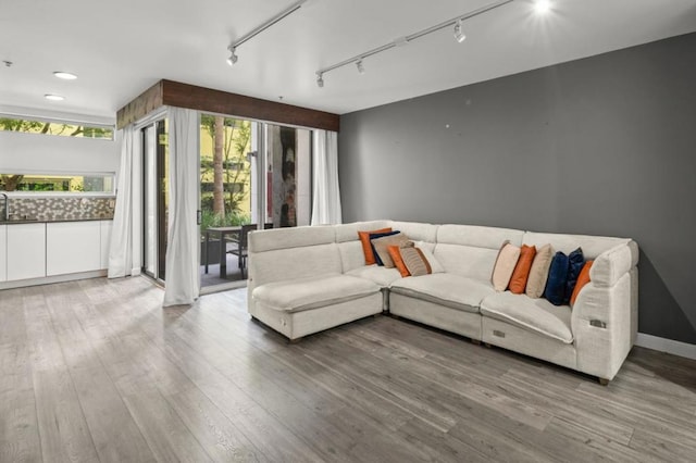 living room featuring light hardwood / wood-style floors