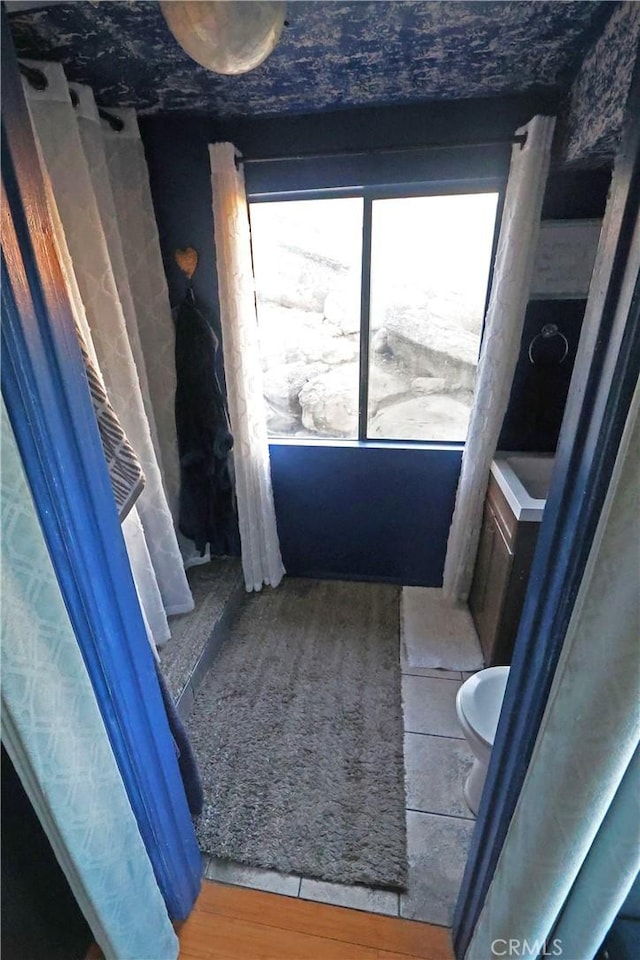 bathroom featuring wood-type flooring