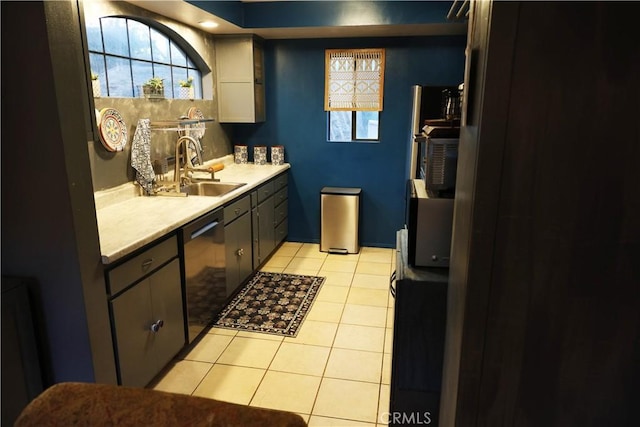 bathroom featuring vanity and tile patterned flooring