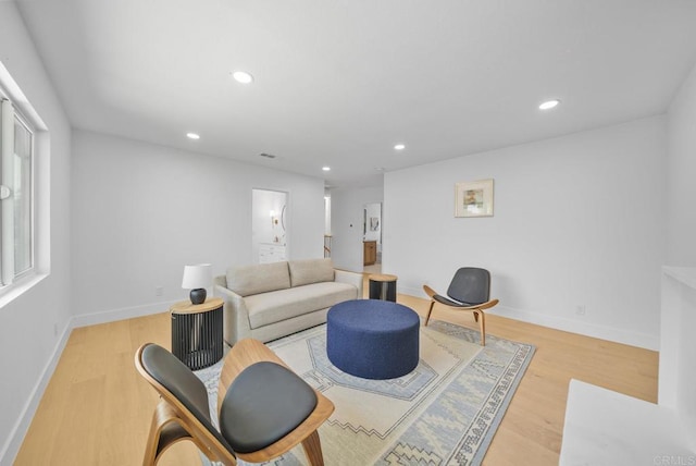 living room featuring light hardwood / wood-style floors