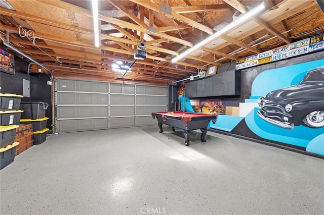 garage with a garage door opener