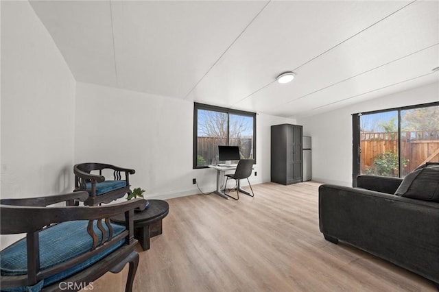 living room featuring plenty of natural light and light wood-type flooring