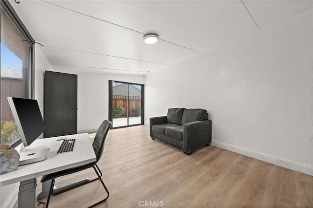 office area featuring light hardwood / wood-style flooring