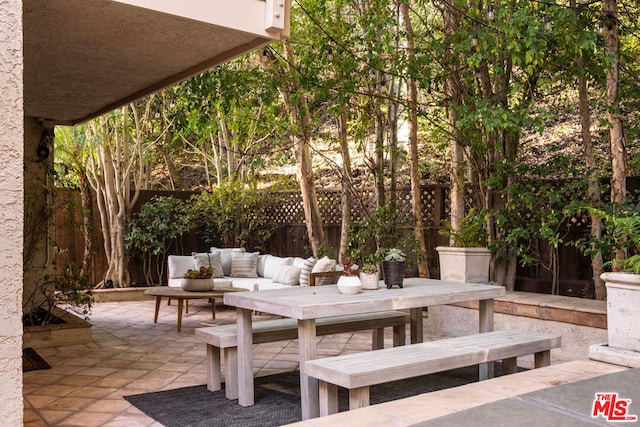 view of patio featuring an outdoor living space