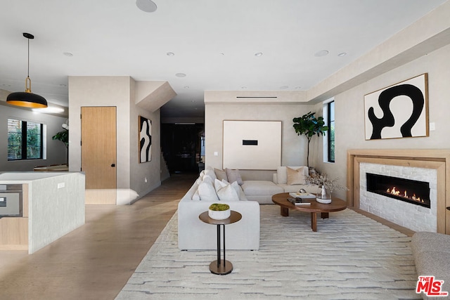 living room featuring light wood-type flooring