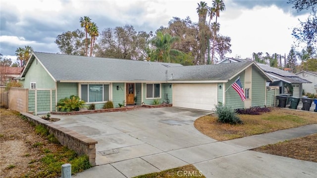 single story home with a garage