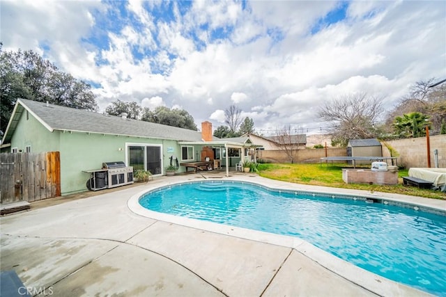 view of swimming pool with a patio area