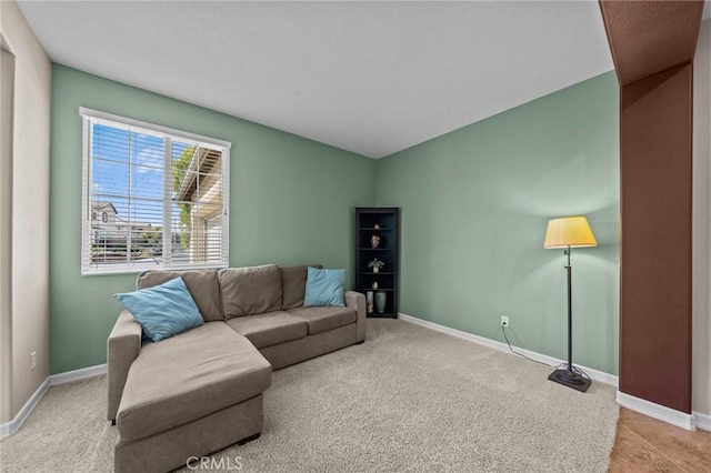 living room with light carpet