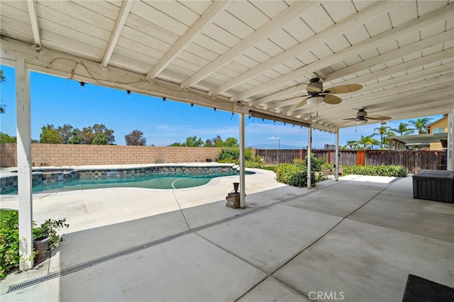 8015 Ralston Pl, Riverside, CA 92508 - fenced backyard featuring a patio and ceiling fan