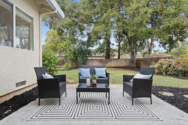 view of patio / terrace with an outdoor living space