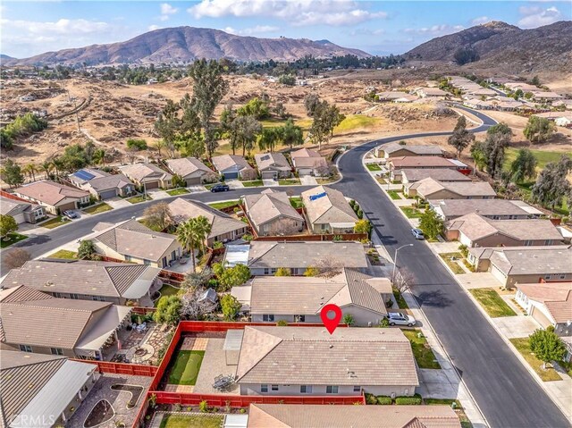 drone / aerial view with a mountain view