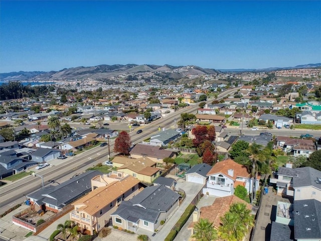 drone / aerial view with a mountain view