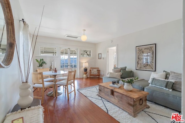 living room featuring hardwood / wood-style flooring