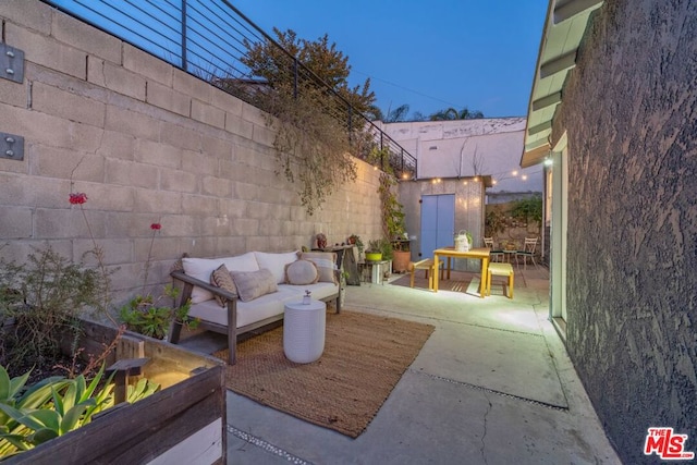 view of patio featuring an outdoor living space