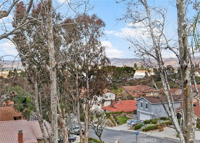 aerial view with a mountain view