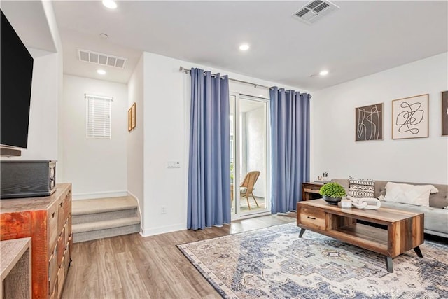 living room featuring light hardwood / wood-style flooring