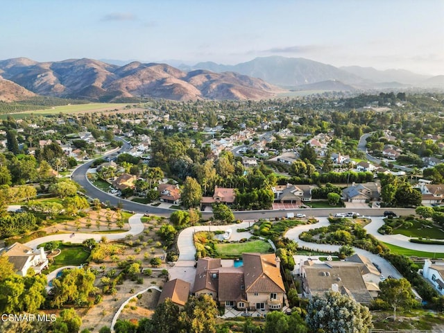 drone / aerial view with a mountain view