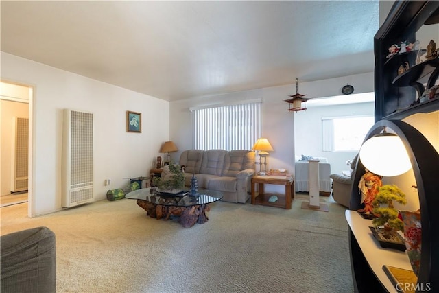 living room featuring carpet floors