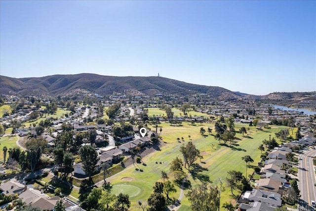 birds eye view of property featuring a mountain view