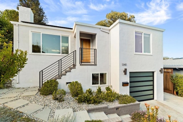 contemporary home featuring a garage