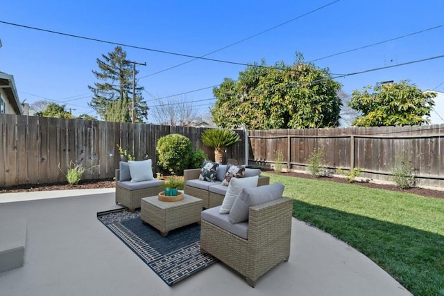 view of patio featuring an outdoor living space