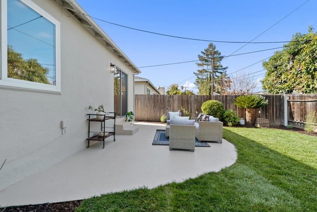 view of patio featuring an outdoor hangout area