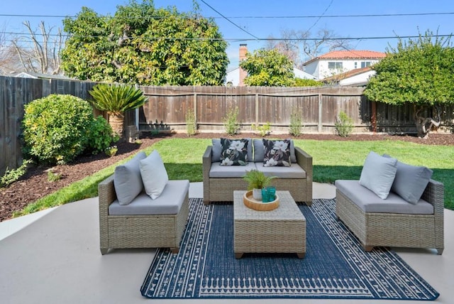 view of patio featuring an outdoor hangout area