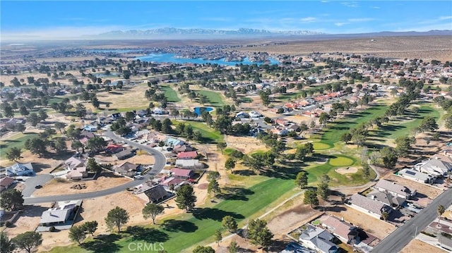 aerial view with a water and mountain view