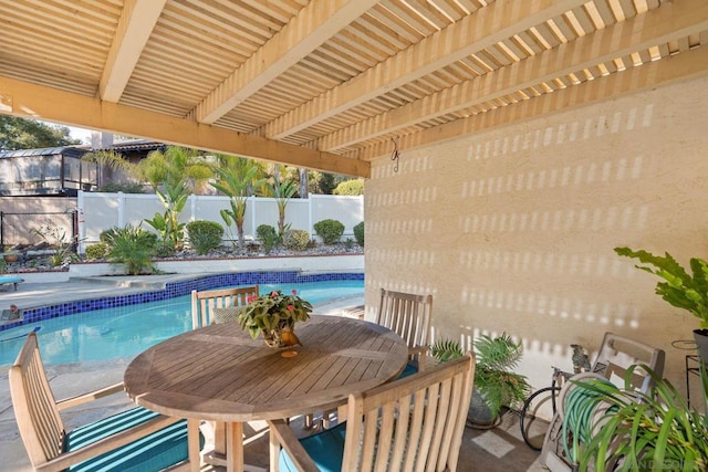 view of swimming pool with a patio