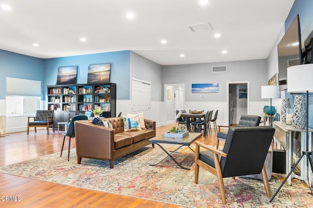 living room featuring light hardwood / wood-style flooring