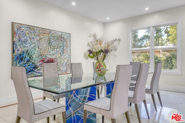 view of tiled dining space