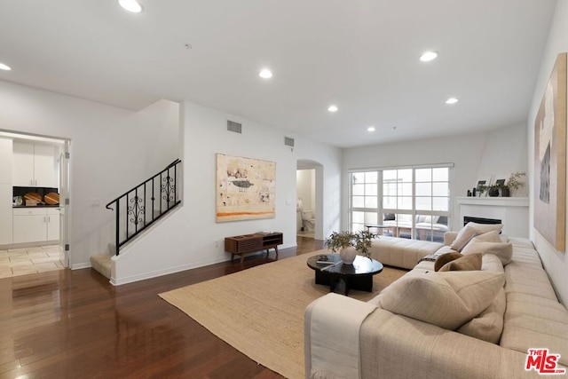 living room with hardwood / wood-style floors