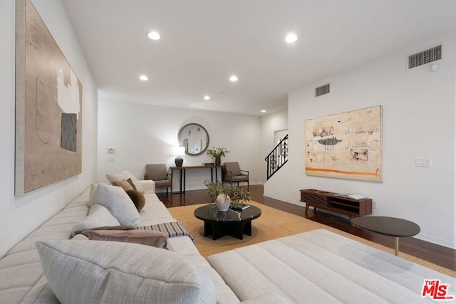 living room with wood-type flooring