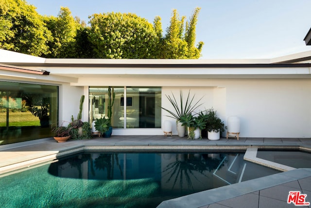 view of swimming pool featuring a patio