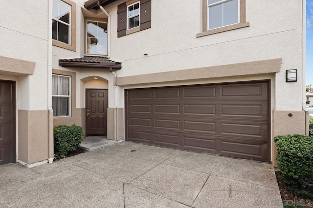 exterior space featuring a garage