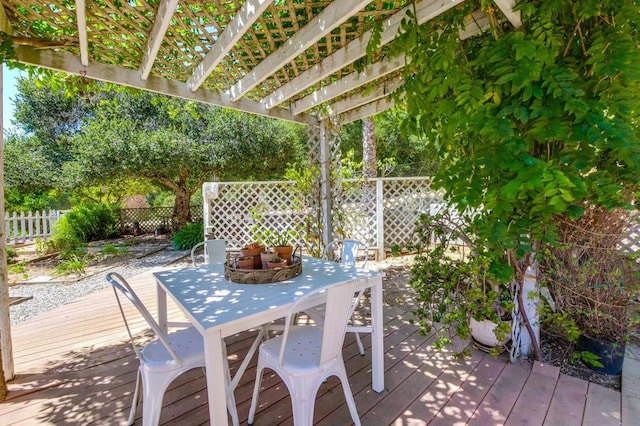 deck featuring a pergola