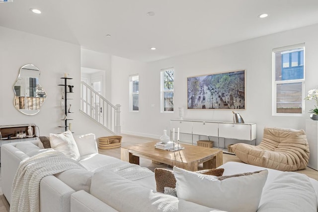 living room featuring light hardwood / wood-style flooring