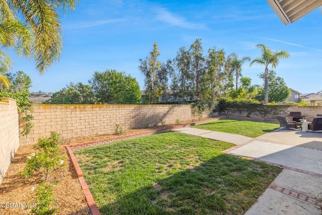 view of yard with a patio area