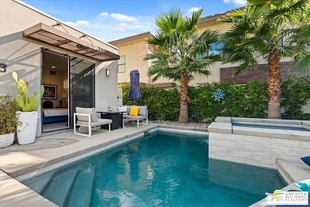 view of swimming pool featuring a patio area