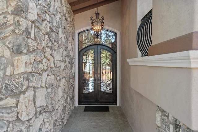 doorway to property with french doors