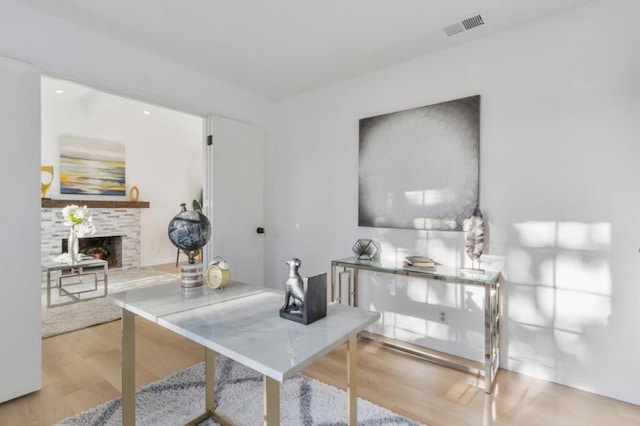 interior space with light hardwood / wood-style floors